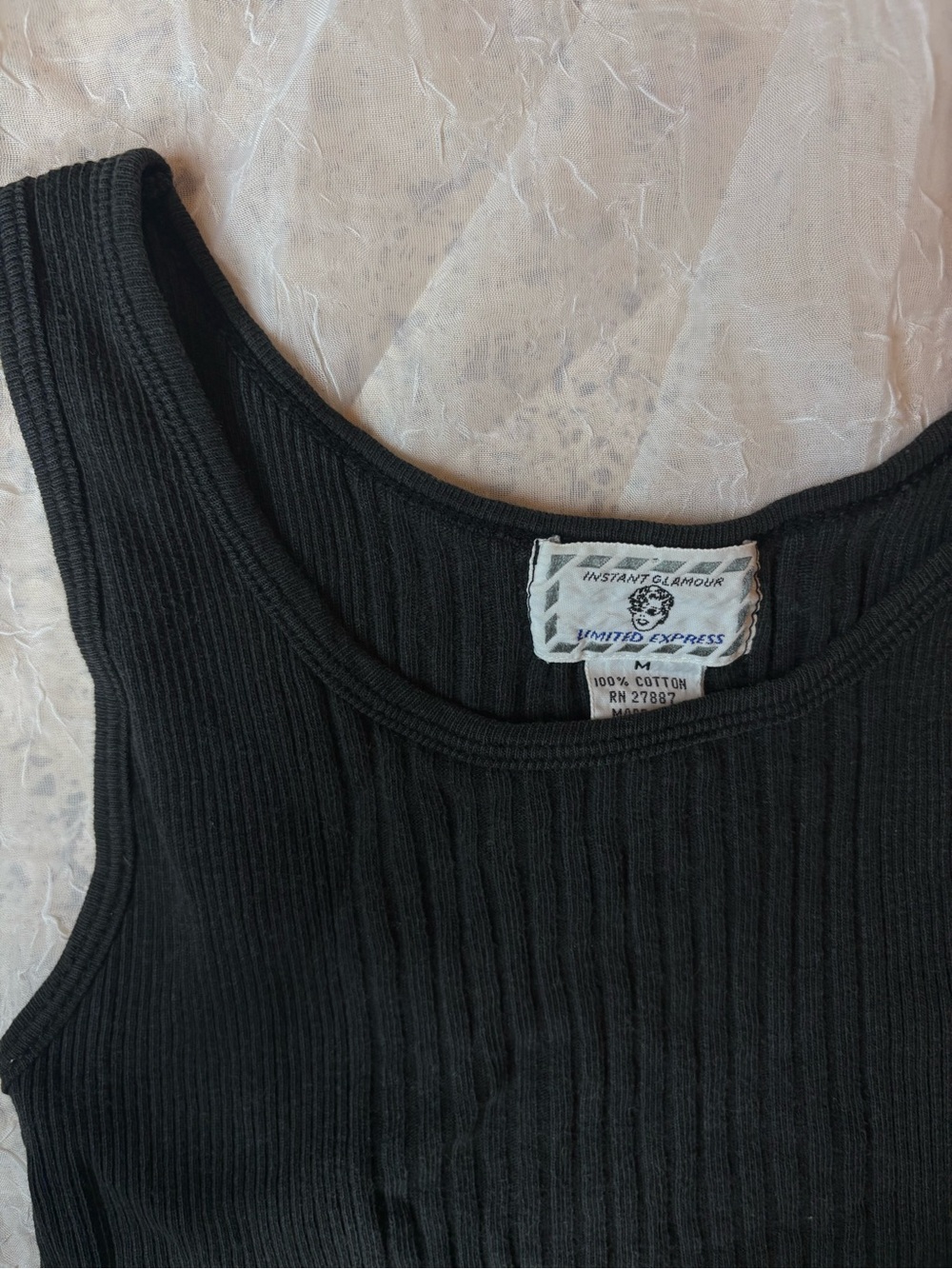 Vintage Limited Express "Instant Glamour" Black Ribbed Tank Top - Scoop Neck